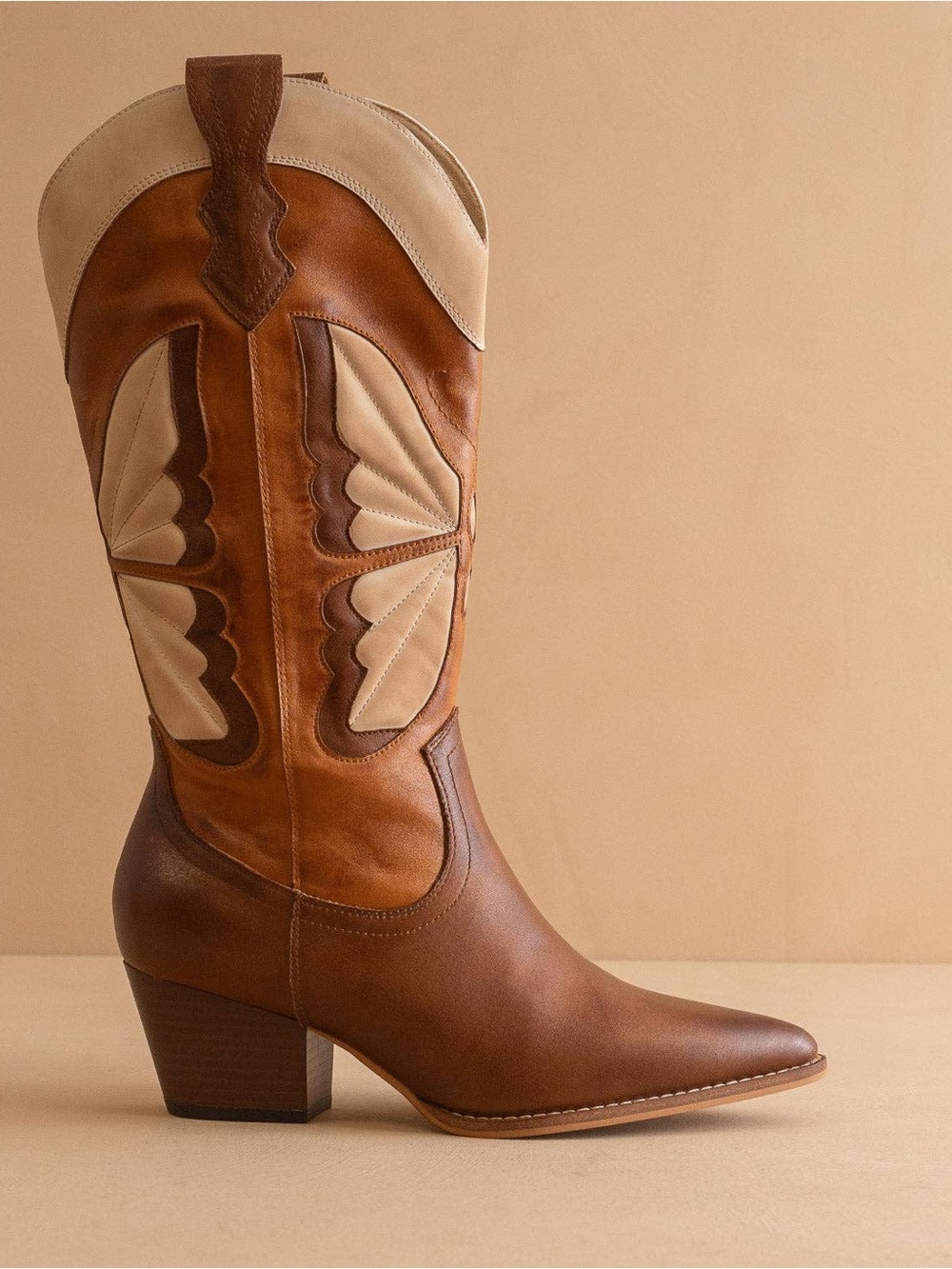 The Fairy | Camel Western Boot in Suede with Inlay - Picture 2 of 2